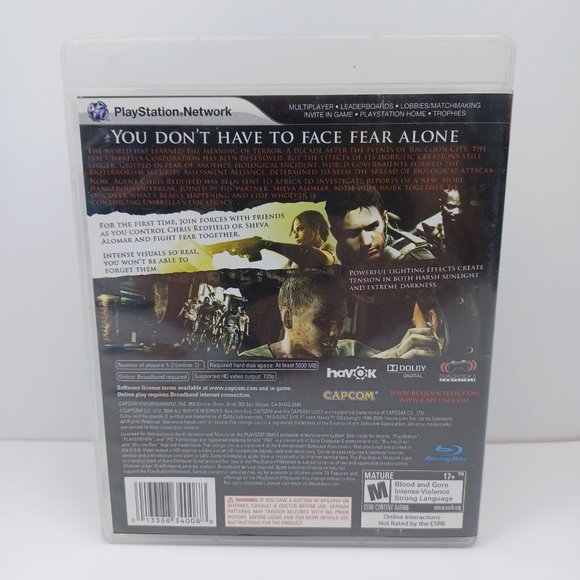 Resident Evil 5 (Sony PlayStation 3, 2009) PS3 CIB Complete Manual Tested - Picture 2 of 7